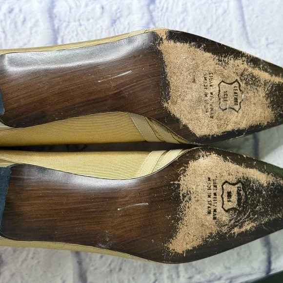 Vintage Stuart Weitzman Gold Cream Pumps Kitten Heel Made in Italy 7.5 Narrow - Picture 12 of 13